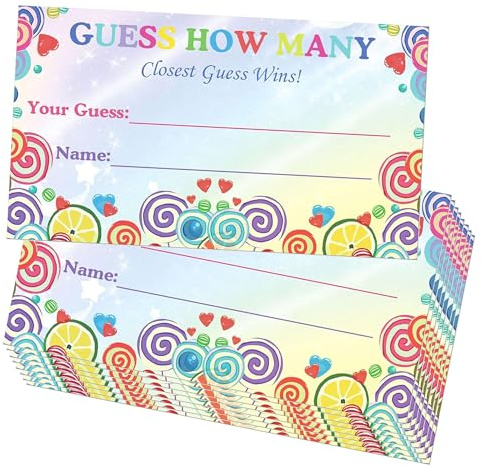 wootile 100 Pack Candy Guessing Game Cards Guess How Many Kisses Game 2 x 3.5 Inch Guess How Many Games Tickets for Party Bridal Birthday Party Games for Guests