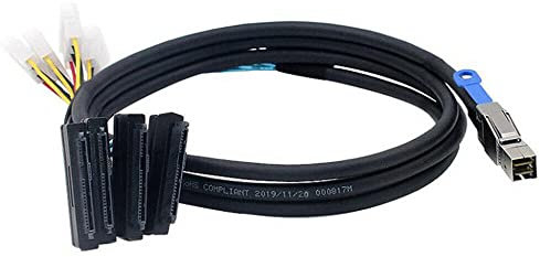Allowish Mini SAS HD SFF-8644 to 4 Ports SAS SFF-8482 29P Server Adapter Cables (0.5m,Black)