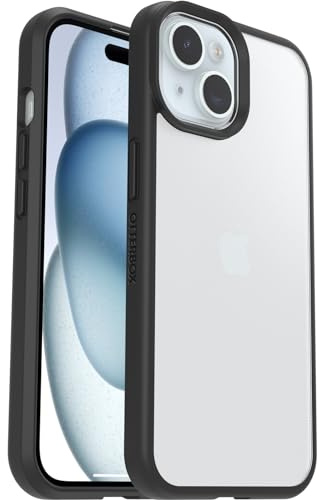OtterBox Sleek Series Case for iPhone 15, Shockproof, Drop proof, Ultra-Slim, Protective Thin Case, Tested to Military Standard, Clear/Black, No Retail Packaging