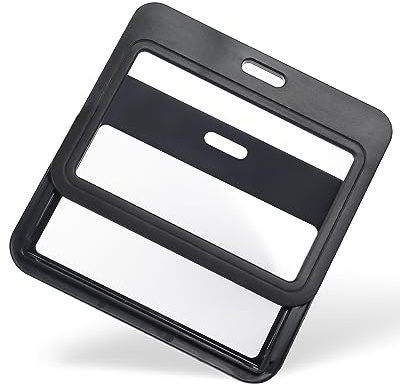 Uniclife 3 Pack Sliding Badge Holder with Double-Sided Windows Horizontal Plastic Case Black Card Protector Pouch for Office School ID Credit Cards Proximity Key Cards Driver’s Licenses and Passes