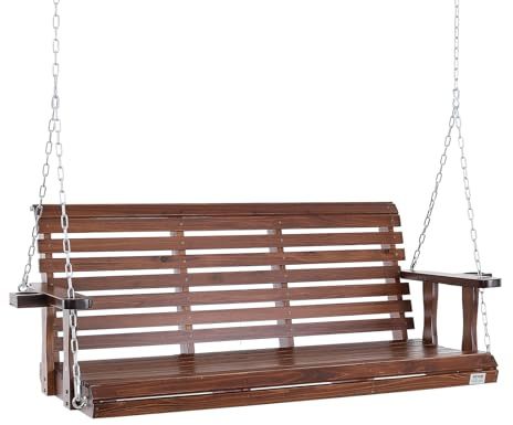 VEVOR Columpio de Madera para Porche 170x71x60cm, Columpio de Banco para Patio y Jardín, Capacidad de Carga Fuerte Mejorada de 880 Libras, Banco de Silla con Cadenas Colgantes para Exteriores, Marrón