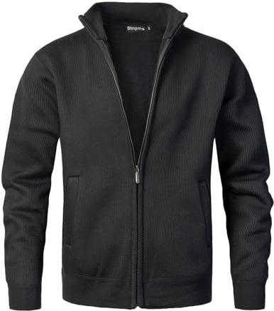 Btmpmcs Uomo Cardigan Cappotto Maglia Lavorato a Maglia con Cerniera Intera Giacca Caldo Maglione Invernale Foderato in Pile Colletto Rialzato Classico Manica Lunga Giacca Pullover con Tasche