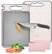Samamoca Tabla de cortar de acero inoxidable de doble cara, apta para alimentos, acero inoxidable 304 y paja de trigo, antideslizante, apta para lavavajillas, higiénica, antiolor para carne y verduras