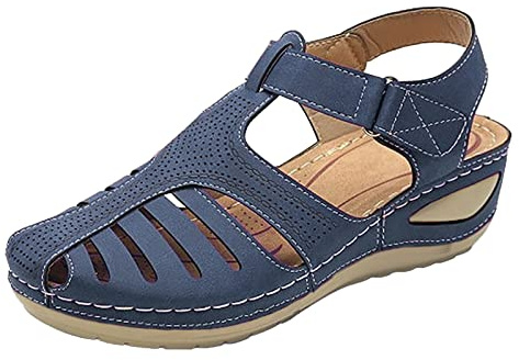 Sandaler, dam, läder, sommarskor, dam, stängda, trekking och vandringssandaler, halkfria, utomhus, barfotaskor, ortopediska sportsandaler, mjuka fotbäddssandaler, sandaler, avslappnade slip-skor