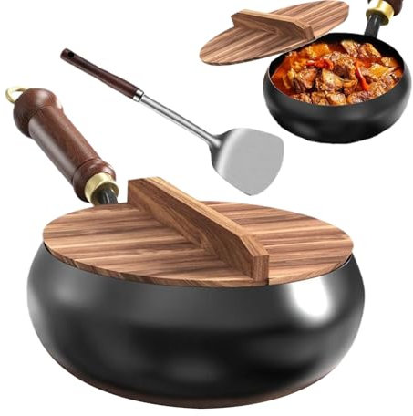 Juego De Ollas Antiadherentes | Ollas De Cocina Antiadherentes Y Utensilios De Hierro Fundido - Sartén De Fondo Plano Con Tapa Y Espátula, Utensilios De Cocina Para Todo Tipo De Fogones, Placas Eléctr
