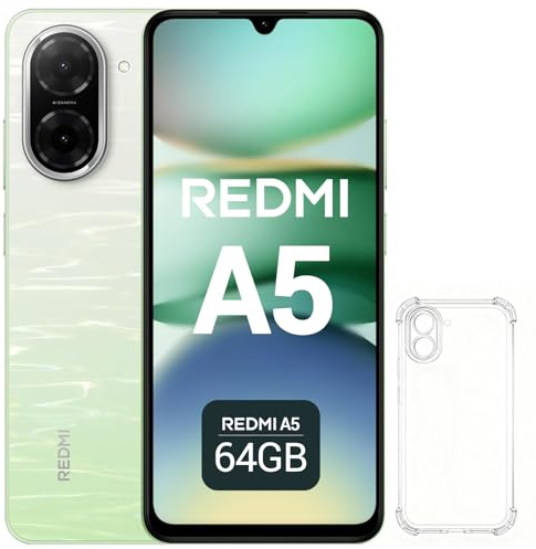 XIAOMI Redmi A5 Smartphone, 3Go + 64 Go, Vert, Dual SIM 4G, Écran 6,88 Pouces Batterie 5200 mAh, Coque Inclus