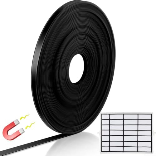 GANCEI Magnetband, 6 mm x 8 m magnetiska remsor självhäftande med stark magnet för whiteboard-gallerlinjer, klassrum, tejprullar tunna remsor