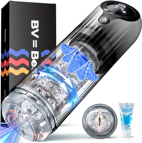 Automatic Male Masturbator Cup Penis Pump, Mens Sex Toys with 9 Rotating & 4 Suction & Licking, Textured Sleeve LED Display Pocket Pussy Adult Sex Toys Blowjob One-Touch Boost for Men Masturbation