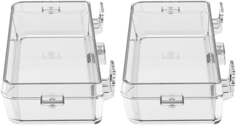 CLISPEED Lot de 2 Mangeoires à Ventouse Transparentes pour Reptiles Bol D’Alimentation en Plastique ABS Petit Format Accessoire Pratique pour Lézards et Terrarium Écuelle Nourriture