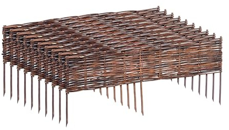 Relaxdays Bordura per aiuole, salice, Set da 10, 20x100 cm, da infilare, Marrone