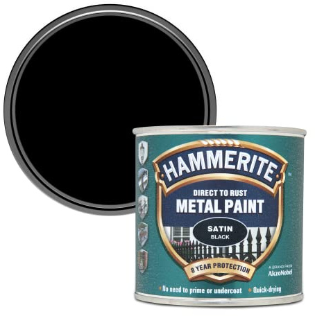 Hammerite Direct to Rust Satin Metal Paint - Black - 250ML