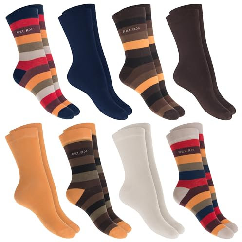Celodoro 8 Paar bunte Damen Ringelsocken – Ringel Socken aus Baumwolle - Multicolor 35-38