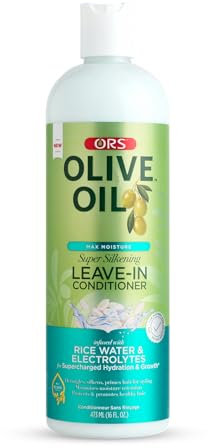 ORS Olive Oil Leave-In Conditioner - 473ml, Infused With Rice Water, For Max Moisture & Super Silkening Hair, Promotes Natural & Relaxed Hair