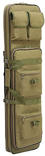 SJASD Army Green Gewehrkoffer, Waffentasche, 2 Langwaffen, 120cm, 6 Fächer, Weich, Nylon, Zipper, Gepolstert, Schultergurt, Grün