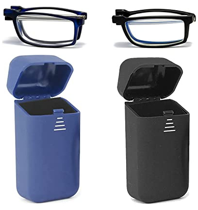 Hubeye 2 Paar Faltbare Lesebrille Herren Damen Blaulichtfilter Lesehilfe Ultraleicht mit Hartes Brillenetui für einfaches Tragen 1.50