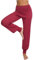 Terecey Yogahose Damen Lang mit Rock Freizeithose Baumwolle Jogginghose Hohe Taille Pumphose Haremhose für Yoga Pilates Tanzen Joggen Weinrot S