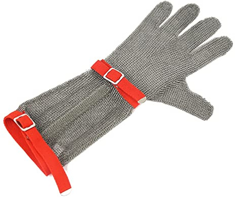 BCPPO Guantes de Trabajo Anticorte Guantes Resistentes A Cortes De Metal De Brazo Largo, Guantes De Trabajo De Seguridad For Carnicero De Chef Carpintero, Muñequera De Nailon Ajustable/Brazo Largo