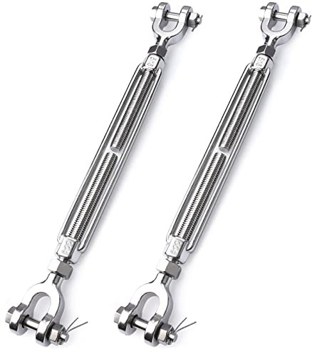 hannger 2 Pack Turnbuckle 5/16 304 Stainless Steel Turnbuckle, 2100 lb WLL