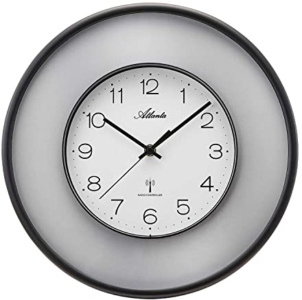 Atlanta 4540/19 Funk-Wanduhr, robust, Silber, mit Mineralglas-Abdeckung