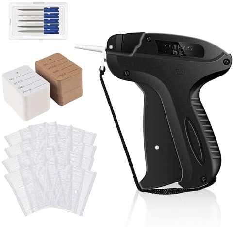 ZIOYA Etikettierpistole + 5 Ersatznadeln + 5000 Heftfäden + 500 Tags Heftpistole Etikettiermaschine Etiketten Pistole für Kleidung Etiketten Preis Marke Tags Schild Label Hut,Schwarz