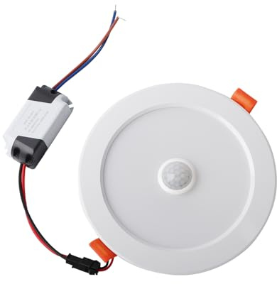 Pissente Luz de Disco de Techo con Sensor de Movimiento PIR, Lámpara Empotrable con Sensor Redondo LED de 12 W, Accesorio de Iluminación de Techo Interior de bajo Consumo de Energía