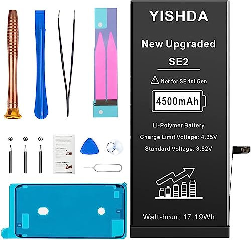 YISHDA[4500mAh Battery for iPhone SE (2020 2nd Gen) High Capacity New 0 Cycle Battery Replacement for Model A2275 A2296 A2298 (NOT for iPhone SE 2016 1st Gen) with Professional Repair Tools Kit