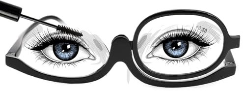 Makeup Reading Glasses for Women, 180° Rotatable Single Flip Down Lens Makeup Glasses, +3.5 Magnifying Cosmetic Reading Glasses, Folding Makeup Essential Tool for Women (Black)