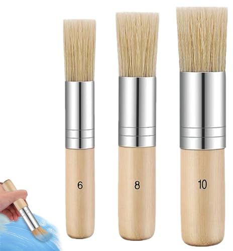 Schablonierpinsel,3 Stück Stupfpinsel,3Größen Holz Schablone Pinsel,Naturborsten Malpinsel Striche,Schablonierpinsel Malpinsel Für Acrylmalerei,Ölmalerei,Malschablone,Diy Kunst Handwerk Malerei Pinsel