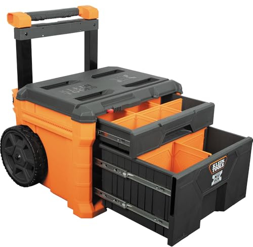 Klein Tools 54801MB MODbox Rolling Drawer Tool Box, Heavy-Duty Double Drawer Tool Organizer, Deep Stackable Set