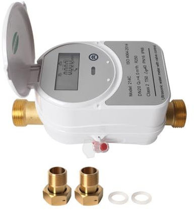 Misuratore di Acqua Ultrasonico Zigbee DN20 con Valvola, Display LCD, Misurazione Quantità di Acqua, Flusso e Consumo IP68 Impermeabile, Display LCD Digitale per la Misurazione del Flusso D'Acqu