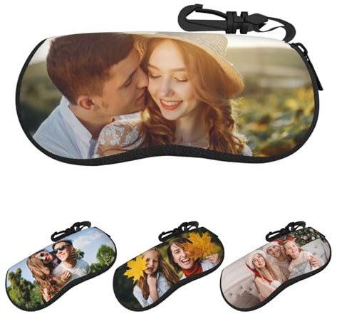 NIUBI Étui à lunettes personnalisé, étui à lunettes personnalisé avec texte photo, étui à lunettes de soleil personnalisé pour, Pour femmes et hommes Cadeaux.