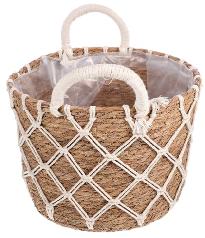 Toyvian Panier Tressé Jardinière Pot De Fleurs Style Campagne Panier De Plantes pour Intérieur Extérieur Rangement Décoration