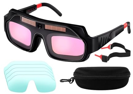 Generico Occhiali Da Saldatura Auto Oscuranti | Occhiali Taglio Fiamma Con Auto-oscuramento - Visiera Antiriflesso Leggera Regolabile Aerata Per Lavori Industriali Costruzione Fabbricazione