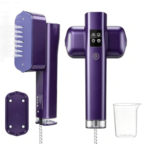 Ferro da Stiro Portatile Stiratore Verticale Touchscreen 2 in 1, Ferro da Stiro da Viaggio da 1200W, Serbatoio Dell'acqua da 100ML, Ferro da Stiro a Vapore per Viaggi e uso Domestico (Viola)