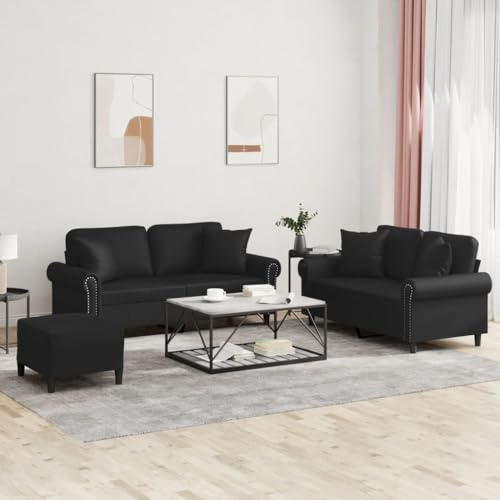 RJPLMFV Set di Divani 3 pz con Cuscini Nero in Similpelle Divano per Salotto Divano multifunzionale Adatto per camere da letto
