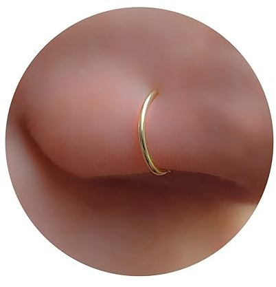 Extra Thin Gold-Coloured Nose Ring, 0.6mm Thickness, Small,Hypoallergic Stainless Steel Easily Wearable