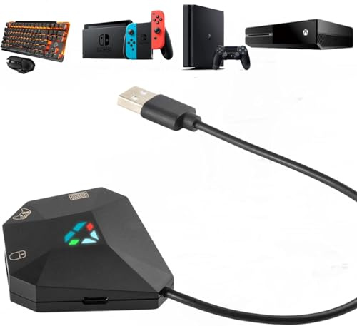 Tastatur und Maus Adapter für Nintendo Switch/PS4/PS3/Xbox One/Xbox 360 Consoles, Gaming Tastatur Maus konverter Support Custom Mapping & Mouse Sensitivity Adjustment
