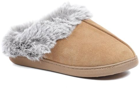 Pavers Wide Fit Soft Mule Slippers - Chestnut Size 8