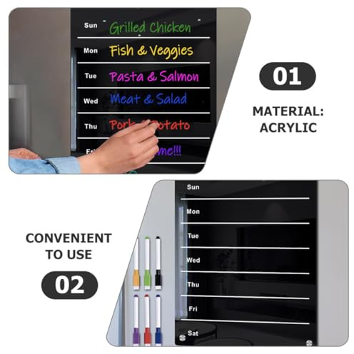 BCOATH Pizarra Magnética Acrílica Pequeña Nevera Tablero Planificador Semanal Reutilizable con Superficie Suave y Borrable para Escritura Diaria Tablero Magnético para Planificación y