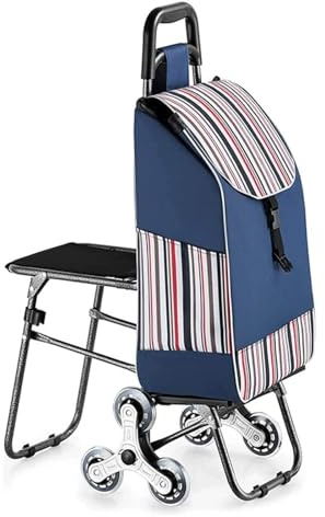Carrello della spesa pieghevole con sedile portatile per la spesa con ruote per riporre facilmente le scale (stile 6), design leggero e resistente