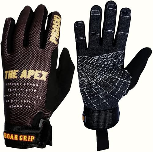 PIGOSKI Apex Black Light Weight Water Ski Gloves UV Protection Sailing Gloves Men Women (XL)