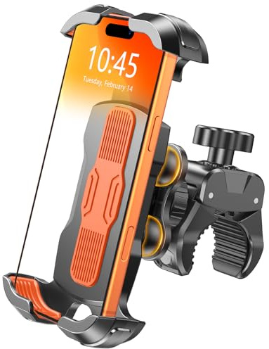 Rolgno Soporte Movil Moto Antivibración, Soporte Movil Bicicleta con [Cojín de Silicona & Cierre de Seguridad], Suporte Telemóvel Moto Sin Herramientas, Compatible con iPhone, Galaxy y 4.7-6.9'' Móvil