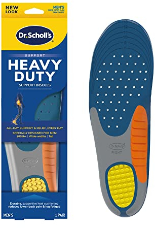 Scholl Heavy Duty Support Einlegesohlen für Männer, Größe 40-46.5 - für kräftige & große Männer 90+kg, breite Füße, stoßdämpfend, stützt das Fußgewölbe, verteilt den Druck, passgenaue Einlagen, 1 Paar