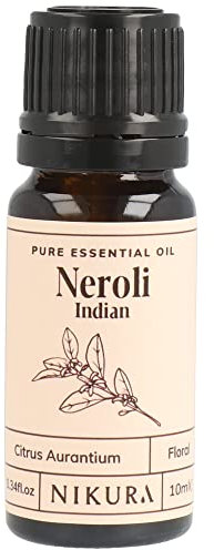 Nikura Neroli (Indian) Essential Oil - 10ml | 100% Pure Natural Oils | Perfect for Aromatherapy, Diffusers, Soap Making, Candle Making | Great for Skin, Headache Relief | Vegan & UK Made