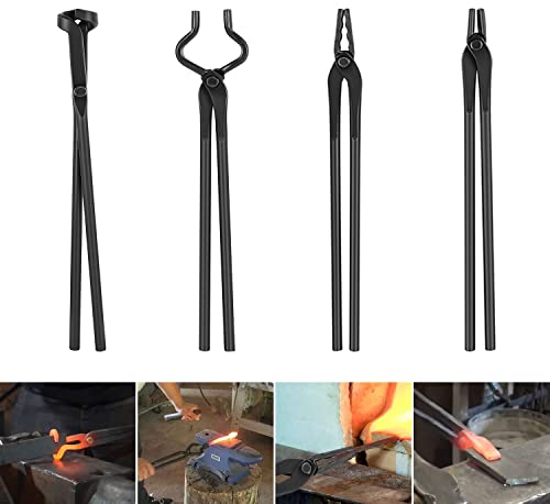 Pince de forgeron - kit pince forgeron comprenant une pince plate, une pince à boulons, une pince à mâchoires de loup, une pince à lames