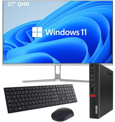 Lenovo PC Fisso Postazione Completa | Intel Core i7-8700T, 32GB RAM, SSD 1TB, Monitor 32/27 Nuovo | Tastiera e Mouse Wireless | Wi-Fi, HDMI | Windows 11 Pro + Office 2021 PC ricondizonato (P+27)