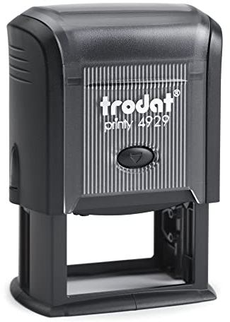 Trodat Printy 4929 - Gehäusefarbe Schwarz - mit Wunschtext personalisierbarer Firmenstempel, Adressstempel oder Textstempel - 7 Zeilen - 50x30mm