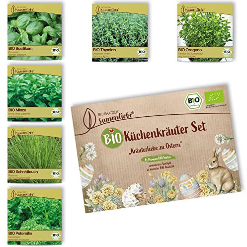 BIO Kräuter Samen Set: 6 Sorten samenfeste BIO Kräutersamen mit Basilikum Samen Petersilie Samen - BIO Saatgut Set als nachhaltiges Geschenk von Samenliebe