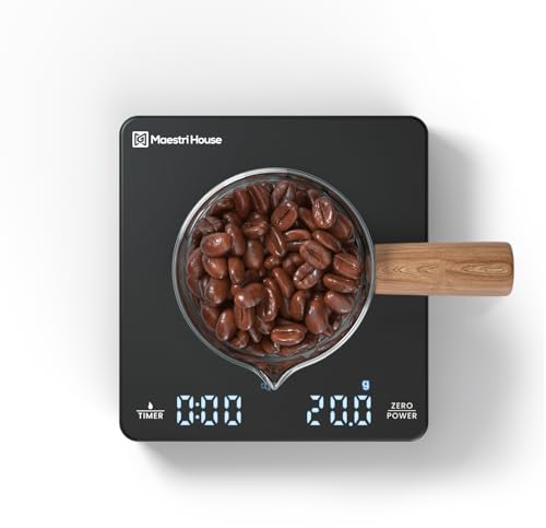 Maestri House Mini Kaffeewaage mit Timer, wiederaufladbare Espresso Waage, 2kg/0,1g Präzisionswaage für Espresso und Pour-Over, tragbare digitale Küchenwaage mit automatischer Zeitmessung