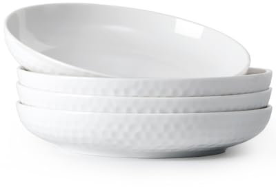 NUTRIUPS 8x1.4in Salad Plate, 20cm Small Dinner Plate, 500ml Ceramic Side Plates, White Plate for Small Meals, Set of 4